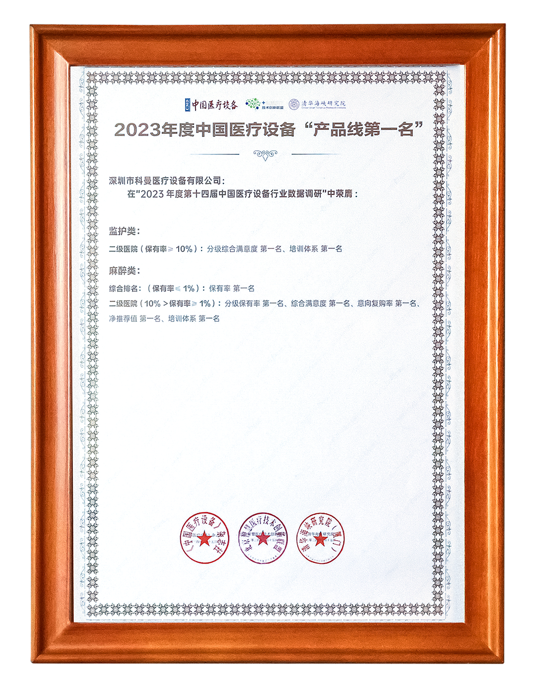 美狮贵宾会立异不止！科曼医疗再获年度中国医疗装备民族品牌金奖+产物线第一位(图2)